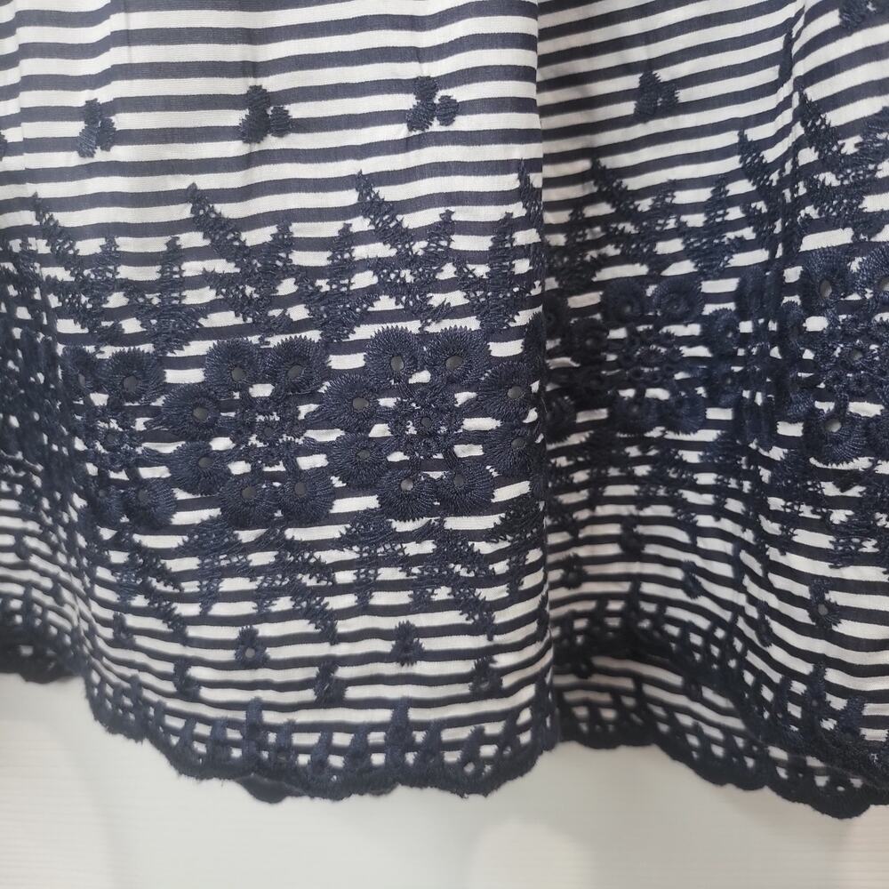 Kate Spade Blue Lawson Skirt A Line Floral Stripes Knee Length Belt Size 2 #267 - Picture 4 of 11